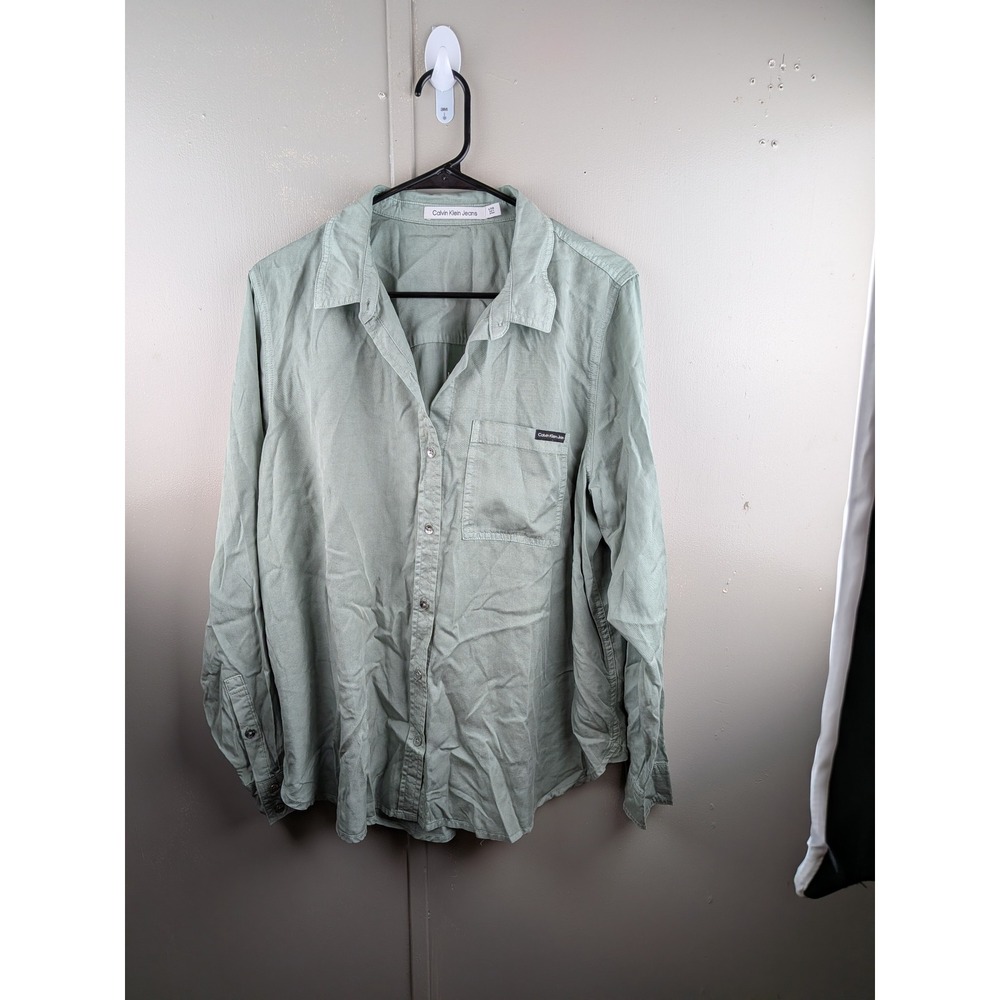 Calvin Klein Jeans Sage Green Long Sleeve Button Down Shirt XL